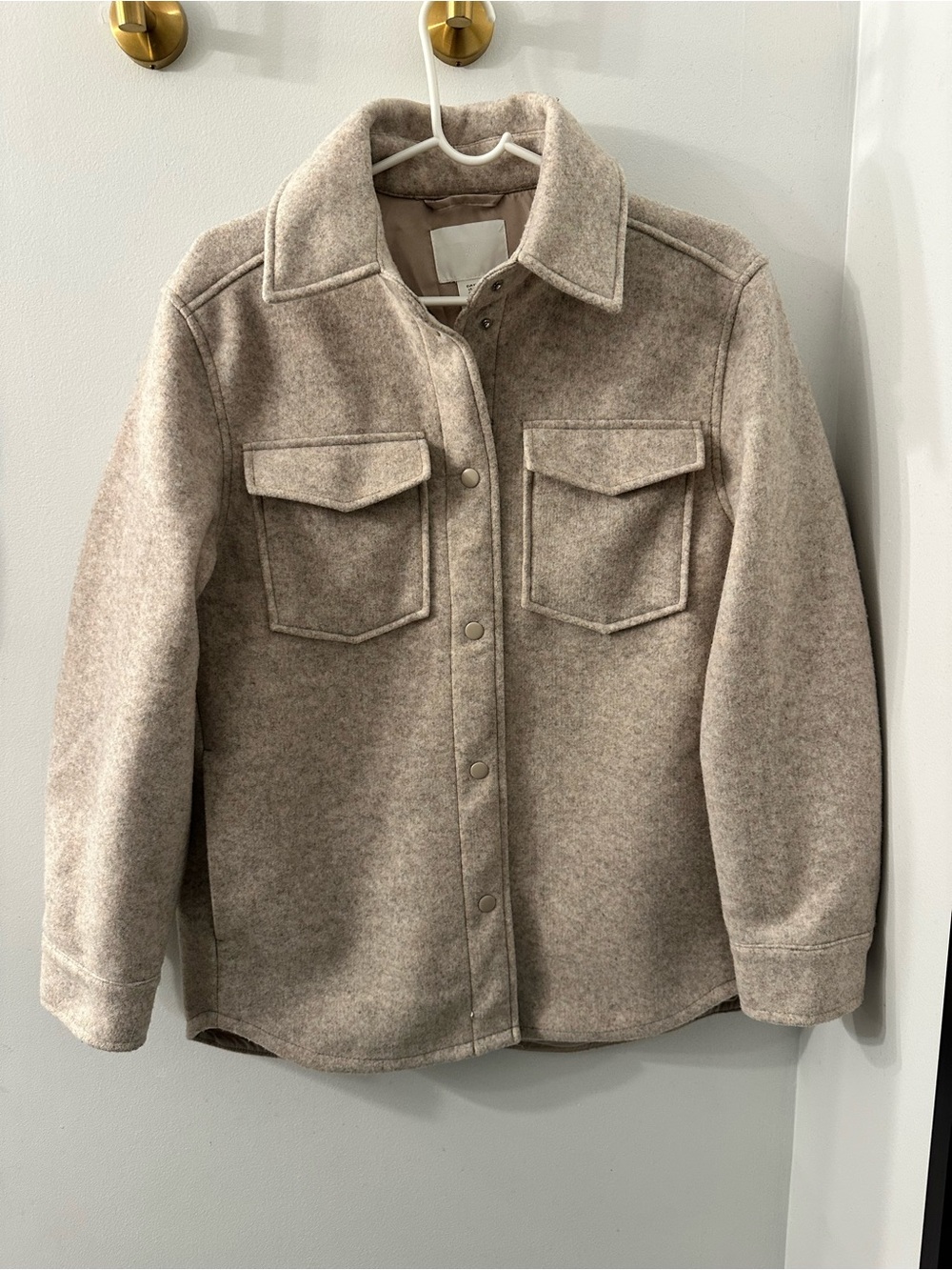 NWOT H&M oversized heathered oatmeal shacket women size xs